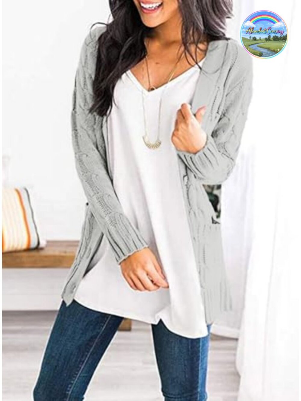 Women's Cable Knit Cardigan Sweater, Button Down Open Front Long Sleeve Fall